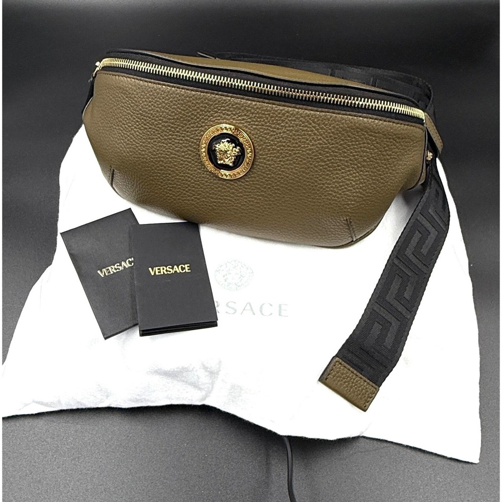 Versace Grainy Calf Dark Green Belt Bag,‎ 1002884